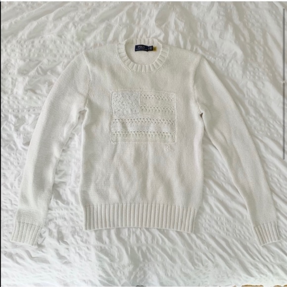New Ralph Lauren American Flag White Sweater - Picture 5 of 12